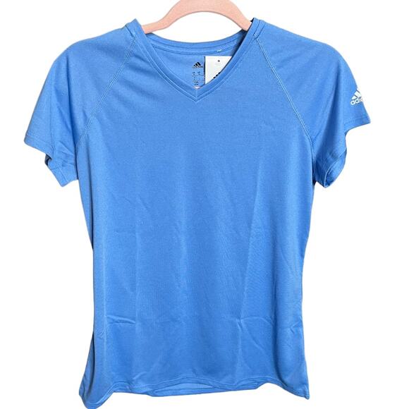 ADIDAS Performance light blue active tee v-neck Medium NWT - Picture 1 of 6
